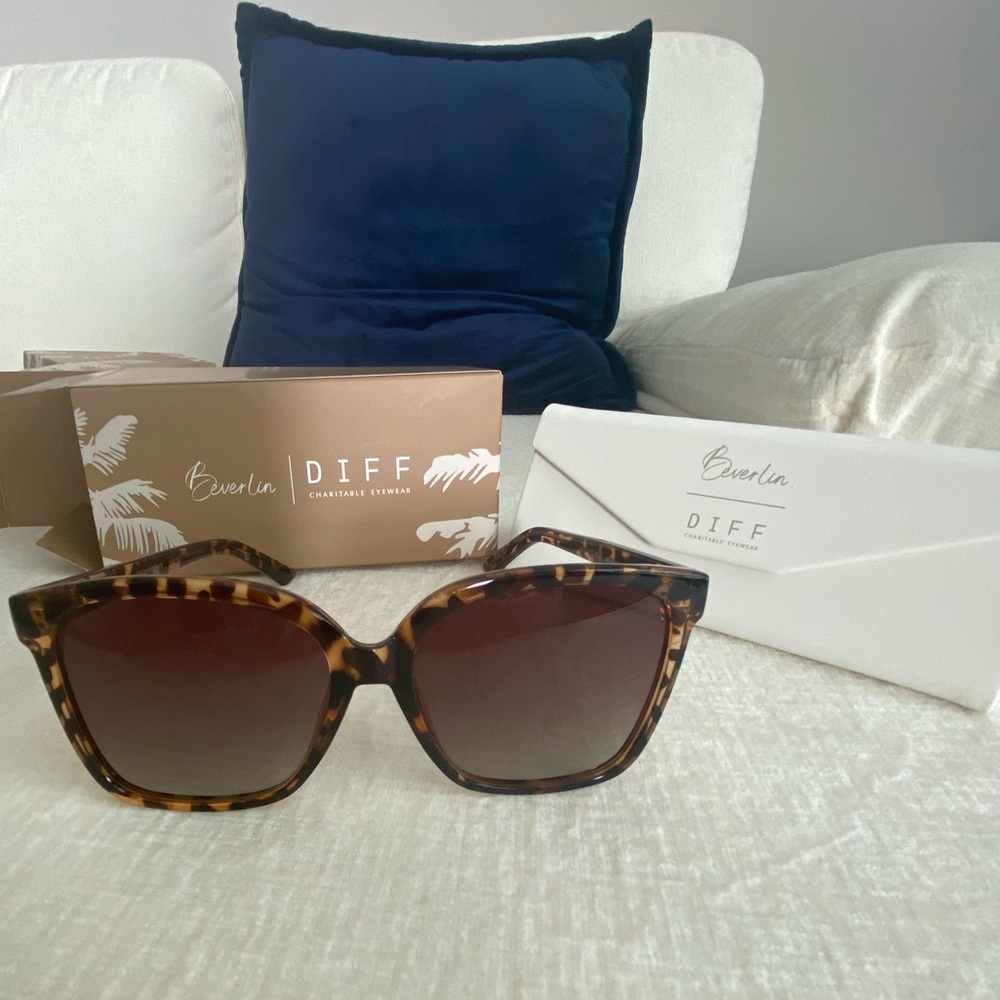 Brand New Diff Beverlin ZEPPELIN TORTOISE BROWN GRADIENT POLARIZED SUNGLASSES